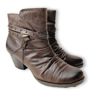 BARE TRAPS Rainly Slouchy Low Heel Ankle Booties Brown Sz 6.5 M